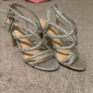 Kelly & Katie Glittering Silver Strappy Heels